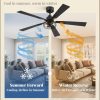 2 Pack Farmhouse 48 Ceiling Fans with Lights, Industrial Caged Ceiling Fans for Bedroom Living Room, Double-Sided 5 Blades Rustic Ceiling Fan-Black