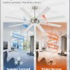65 Inch Ceiling Fans No Light with Remote, Brushed Nickel Indoor/Outdoor Ceiling Fan Without Light with Quiet Reversible DC Motor, 6 Speeds, 8 Blades Large Ceiling Fan for Living Room Bedroom Patio