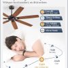 62 Inch Ceiling Fan No Light with Remote Control, Brown Ceiling Fans Without Light With 6-Speeds Quiet Reversible DC Motor, Indoor/Outdoor Ceiling Fan with Dual Finish 7 Blades for Patio Living Room