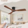 Ceiling Fans Without Lights, Flush Mount Ceiling Fan with Remote Control Modern,Low Profile Ceiling Fans with 6-Speeds Reversible DC Motor for Patio Living Room Bedroom(Walnut)