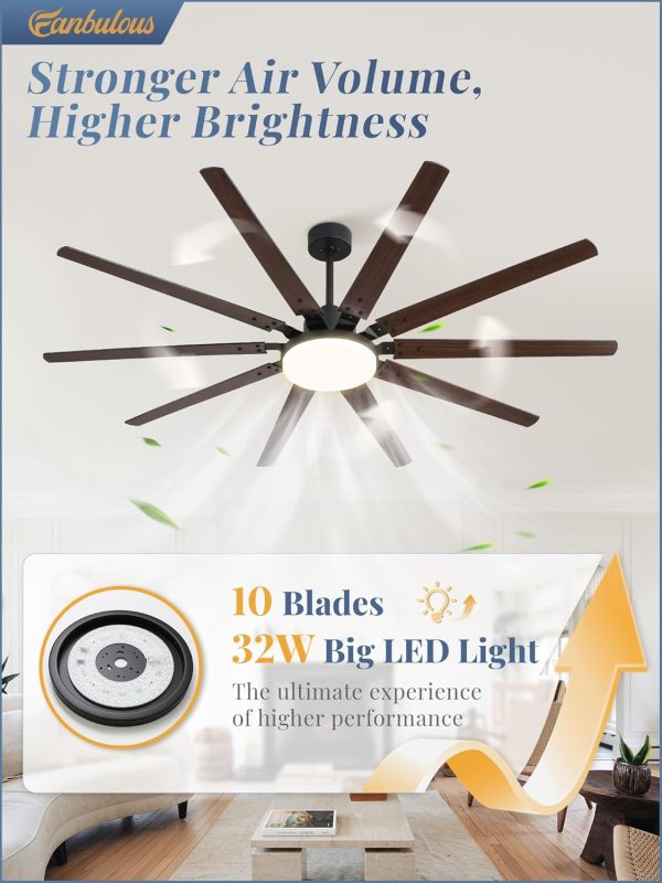 72 inch Large Ceiling Fans with Lights and Remote, Reversible DC Motor,3 CCT, 6 Speed, Modern Ceiling Fan for Living Room Patio, Black