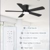 Ceiling Fans with Lights and Remote, 42 inch Low Profile Flush Mount Ceiling Fan,White Modern Ceiling Fan with LED Light for Bedroom Indoor Outdoor-5 Reversible blades, 3CCT, 6 Speeds, Timer