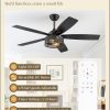 Farmhouse Ceiling Fans with Lights and Remote, 52 Inch Industrial Black Caged Ceiling Fans for Living Room Bedroom Kitchen, 6 Speed Reversible Quiet DC Motor, Dual Finish 5 Blades