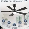 42 Ceiling Fans with Lights and Remote, Modern Low Profile Ceiling Fans with Dimmable 3CCT Quiet DC Motor, Reversible Celing Fan with 6-Speeds Timer for Bedroom(Black)