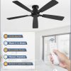52 Inch Flush Mount Ceiling Fan No Light with Remote,Black Modern Low Profile Ceiling Fan Without Light,6-Speeds,Quiet Reversible DC Motor,Indoor&Outdoor Ceiling Fans for Bedroom,Living Room