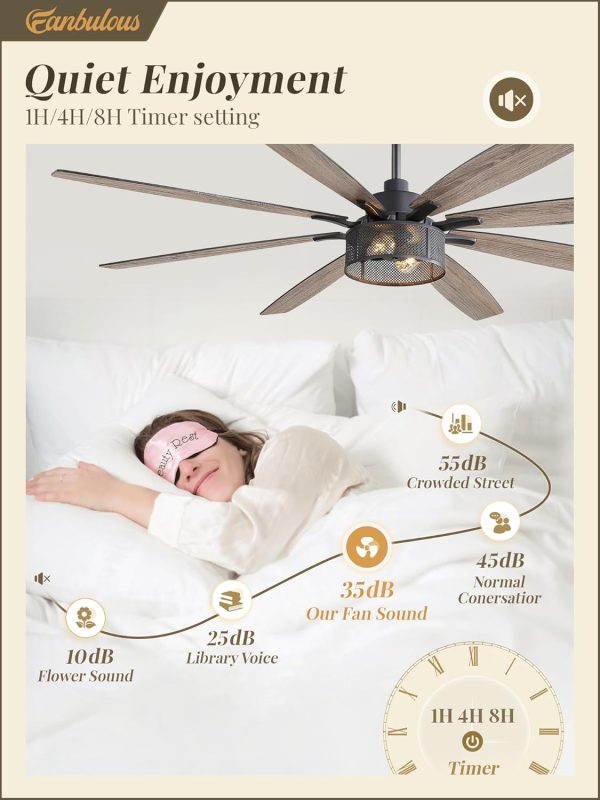 Farmhouse Ceiling Fans with Lights and Remote, 72 Inch Grey Industrial Caged Ceiling Fans for Bedroom Living Room Kitchen, 6 Speed Reversible Quiet DC Motor, Dual Finish 8 Blades