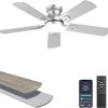 Ceiling Fans with Lights, 42 Inch Low Profile Ceiling Fan with Light and Remote/APP Control, Flush Mount, Dimmable, Qiuet DC Motor, Silver Small Indoor Ceiling Fan for Bedroom, Kitchen