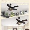Farmhouse Ceiling Fans with Lights and Remote, 42 Inch Industrial Black Caged Ceiling Fans for Living Room Bedroom Kitchen, 6 Speed Reversible Quiet DC Motor, Dual Finish 5 Blades