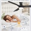 52 Inch Ceiling Fans with Lights and Remote, 3 Blades Flush Mount Low Profile Ceiling fan, Efficient 3475 CFM, Safe ABS, Timer, Quiet 35dB, 3CCT, Reversible for Bedroom Living Room, Black