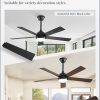 48 Inch Ceiling Fan with Light and Remote, Black Ceiling Fans with Light, 5 Dual-Color Blades, Reversible Quiet DC Motor, 6 Speeds, 3CCT Adjustable LED for Bedroom Living Room Kitchen Patio