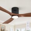 Ceiling Fans with Lights and Remote Control,Modern Flush Mount Ceiling Fan with 3 CCT,Low Profile Ceiling Fans with 6-Speeds Reversible DC Motor for Patio Living Room Bedroom(Walnut)