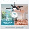 42 Inch Waterproof Outdoor Ceiling Fan with Lights and Remote,IP65 Hanging Gazebo Fan with 3CCT 6-Speed DC Motor,Black Wet Rated Plug in Ceiling Fan with Cord for Patios Porch Pergola