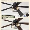 1 Pack Farmhouse 60 Inch Ceiling Fans with Lights, Black Industrial Caged Ceiling Fans for Bedroom Living Room, Double-Sided 5 Blades Rustic Ceiling Fan-Black