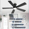 46 inch Ceiling Fans with Lights, Flush Mount Ceiling Fan and Remote, Modern Low Profile, 3CCT 20W LED Light with 6-Speeds Quiet Reversible Motor, for Bedroom, Living Room, Apartment, Black
