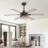 48 Inch Ceiling Fans with Lights and Remote,Industrial Large Ceiling Fan with 6-Speed Reversible DC Motor and 6 Dual Finish Blades,Ceiling Fan with Light for Living bedroom Patio