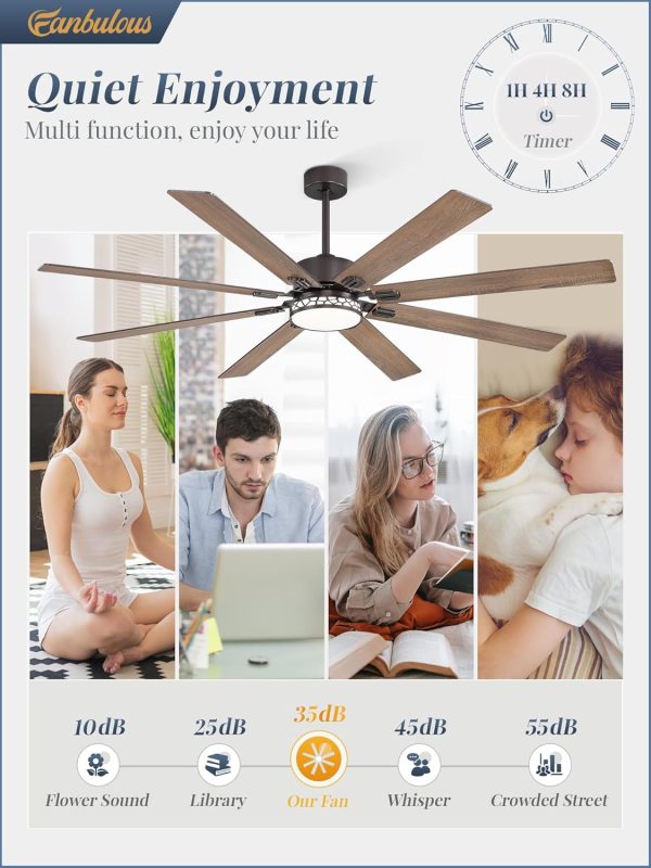 72 Inch Large Ceiling Fans with Lights, Farmhouse Ceiling Fan with Light and Remote, Dual Finish 8 Blades, Reversible DC Motor, 3CCT, 6 Speed, Modern Ceiling Fan for Living Room, Oil Bronze