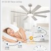 62 Inch Ceiling Fans with Lights,Nickel Modern Ceiling Fan with Remote Large Farmhouse Indoor & Outdoor Ceiling Fan with 8 Dual Finish Blades, Quiet DC Motor, Bright LED Light