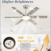 52 Inch Ceiling Fans with Lights, Indoor/Outdoor Modern Ceiling Fan with Reversible Blade And 2 Rods, Quiet DC Motor, 3CCT & 6-Speed Remote Control, Dual Finish Blade for Living Room/Bedroom