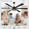 Farmhouse Ceiling Fans with Lights and Remote,Industrial Large Ceiling Fan with 6-Speed Reversible DC Motor and 6 Dual Finish Blades,Black Ceiling Fan with Light for Living bedroom Patio