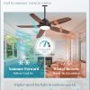 52 Inch Wet Rated Outdoor Ceiling Fan with Lights and Remote,IP65 Hanging Gazebo Fan with 3CCT 6-Speed DC Motor,Brown Waterproof Plug in Ceiling Fan with Cord for Patios Porch Pergola Pavilion
