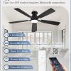 52 inch Ceiling Fans with Lights, Smart Flush Mount Ceiling Fan and Remote APP, Modern Low Profile, 3CCT 20W LED with 6-Speeds Quiet Reversible Motor for Bedroom, Living Room, Kitchen, Black