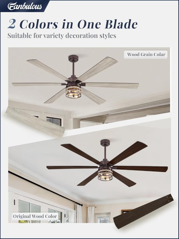 72 Inch Farmhouse Ceiling Fans with Lights and Remote,Industrial Large Ceiling Fan with 6-Speed Reversible DC Motor and 6 Dual Finish Blades,Oil Bronze Ceiling Fan with Light for Living Bedroom Patio