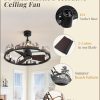 30 Inch Farmhouse Rustic Ceiling Fan with Light and Remote, Black Chandelier Fan with Bear and Deer Design,Summer Sand Beach Design,Rustic Chandeliers for Living Room, Bedroom
