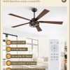 Farmhouse Ceiling Fans with Light, 60 Inch Bedroom Ceiling Fan with Lights, 6-Speed Adjustable, Quiet and Reversible DC Motor, Dual Finish 5 Blades, Rustic Caged Black Ceiling Fan for Living Room