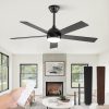 48 Inch Ceiling Fan with Light and Remote, Black Ceiling Fans with Light, 5 Dual-Color Blades, Reversible Quiet DC Motor, 6 Speeds, 3CCT Adjustable LED for Bedroom Living Room Kitchen Patio