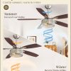 Farmhouse Brushed Nickel Ceiling Fans with Lights and Remote, 52 Inch Bedroom Caged Ceiling Fans for Living Room Kitchen6 Speed Reversible Quiet DC Motor, Dual Finish 5 Blades