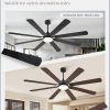 72 Inch Ceiling Fans with Lights, Black Modern Ceiling Fan with Remote,Large Farmhouse Indoor & Outdoor Ceiling Fan with 8 Dual Finish Blades, Quiet DC Motor, Bright LED Light
