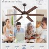 58 Inch Ceiling Fans with Lights and Remote, Walnut Indoor/Outdoor Ceiling Fan with Quiet Reversible DC Motor, 6 Speeds, 3CCT, 8 Blades Large Ceiling Fan for Living Room Bedroom Patio