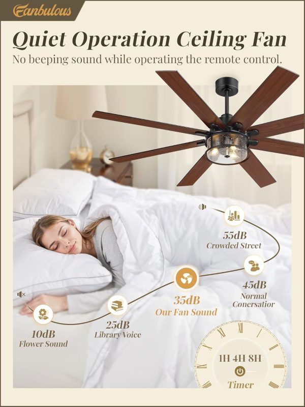 65 Inch Farmhouse Ceiling Fan with Lights and Remote, Black Ceiling Fans with Lights, Modern Ceiling Fan with 6-Speed Reversible DC Motor, 3CCT, Large Ceiling Fans for Living Room, Bedroom, Patio