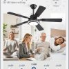 48 Inch Ceiling Fans with Lights and Remote, Black Ceiling Fan with 8 Dual-Color Blades, Indoor/Outdoor Large Ceiling Fans, Reversible DC Motor, 6-Speed, 3CCT for Living Room Kitchen Patio