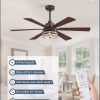 48 Inch Ceiling Fans with Lights and Remote,Industrial Large Ceiling Fan with 6-Speed Reversible DC Motor and 6 Dual Finish Blades,Ceiling Fan with Light for Living bedroom Patio