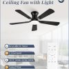 2 Pack 42 Inch Ceiling Fans with Lights and Remote, Low Profile Indoor Black Ceiling Fan with 6 Speeds & 3CCT, Flush Mount, Dual-Finish 5 Blades,Quiet DC Motor for Living Room Bedroom