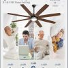 72 Inch Ceiling Fans with Lights, Large Black Ceiling Fans with Remote, Farmhouse Modern Ceiling Fan Fixtures with Bright LED Light for Living Room, Bedroom, Kitchen