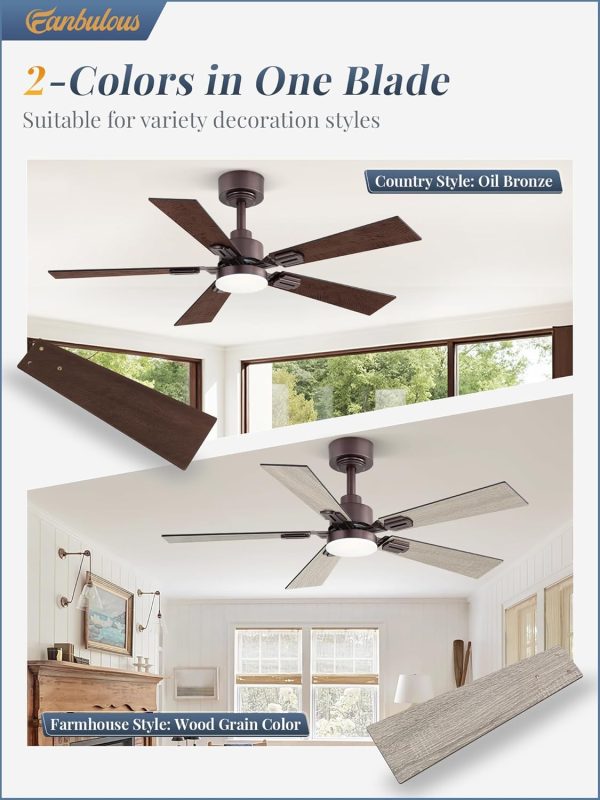 2 Pack of 42 Ceiling Fans with Lights and Remote, Modern Low Profile Ceiling Fans with Dimmable 3CCT Quiet DC Motor, Reversible Celing Fan with 6-Speeds Timer for Bedroom, Oil Bronze