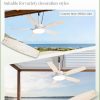 Outdoor Ceiling Fans with Light and Remote,IP65 Wet Rated Waterproof Ceiling Fan with 6-Speed DC Motor, Farmhouse Gazebo Fan for Porch Patios Pavilion(White Gold)