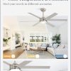 56 Inch Ceiling Fans with Lights and Remote, Reversible 6 Blades, Dimmable, 3000K-6000K Adjustable, Outdoor Ceiling Fans for Patios, Large Ceiling Fan for Indoor or Covered Outdoor, Nickel