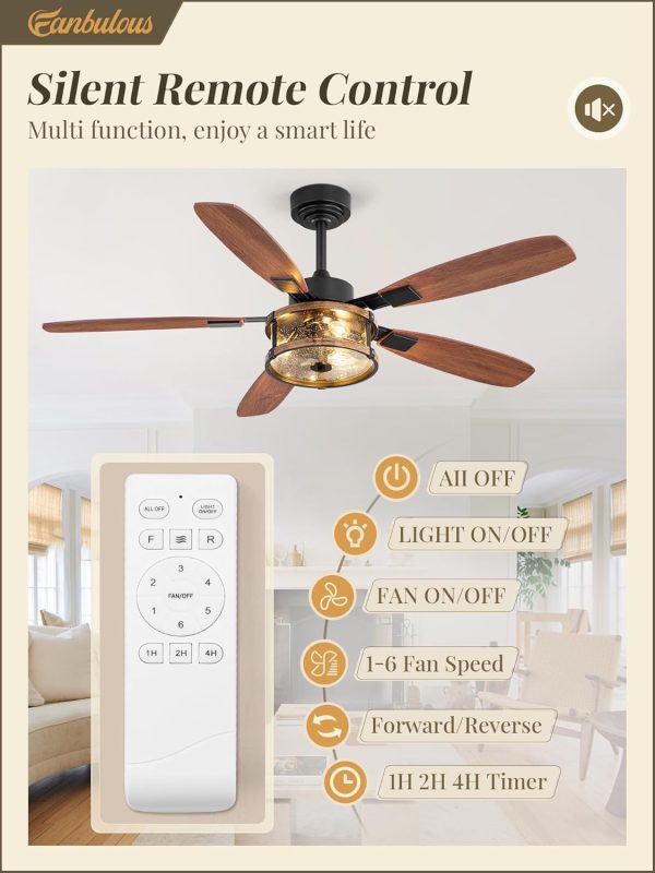 Farmhouse Ceiling Fan with Light and Remote, Black Rustic Flush Mount Ceiling Fans for Bedroom Living Room, Industrial Caged Ceiling Fan for 6 Speed Reversible Motor, 5 Dual Blades