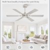 52 Inch Ceiling Fans No Light with Remote, Modern Ceiling Fan Without Light, Dual Finish 6 Blades, Reversible Quiet DC Motor, 6 Speed, Large Ceiling Fan for Indoor or Covered Outdoor, Nickel