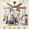 52 Inch Ceiling Fans with Lights, Indoor/Outdoor Modern Ceiling Fan with Reversible Blade And 2 Rods, Quiet DC Motor, 3CCT & 6-Speed Remote Control, Dual Finish Blade for Living Room/Bedroom