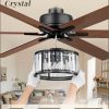 65 Inch Farmhouse Crystal Ceiling Fan with Lights and Remote, Chandelier Ceiling Fan with Quiet Reversible DC Motor, Wood Blades - Ideal for Bedroom