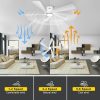 52 Flush Mount Ceiling Fan with Lights, Remote & APP Control Low Profile Indoor Outdoor Ceiling Fans, Dimmable, Quiet DC Motor, Reversible, White