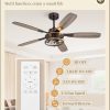 52 Inch Farmhouse Ceiling Fan with Light and Remote, Oil Bronze Industrial Flush Mount Ceiling Fans with 6 Speed Reversible Motor and Dual Finish 5 Blades, Rustic Ceiling Fan for Living Room, Bedroom