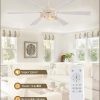 65 Inch Ceiling Fan with Lights, Farmhouse Caged Ceiling Fans with Remote, White Industrial Ceiling Fans with Quiet Reversible DC Motor, Large Ceiling Fan for Living room, Bedroom