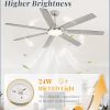 72 Inch Large Ceiling Fans with Lights, Nickel Modern Ceiling Fan with Quiet DC Motor, 3CCT, Indoor/Outdoor Ceiling Fan with Dual Finish Reversible 7 Blades, Timer for Living Room, Patio