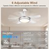 Fandelier Ceiling Fan with Light - Modern Ceiling Light Fixture with Fan and Remote, 3 Colors LED Ceiling Fan for Outdoor Patio Kitchen, Brushed Nickel & White