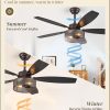 Farmhouse Oil Bronze Ceiling Fans with Lights and Remote, 52 Inch Bedroom Caged Ceiling Fans for Living Room Kitchen6 Speed Reversible Quiet DC Motor, Dual Finish 5 Blades